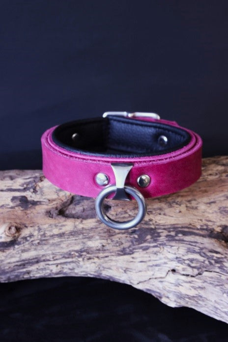 Lederhalsband mit Ring der O 3 cm breit