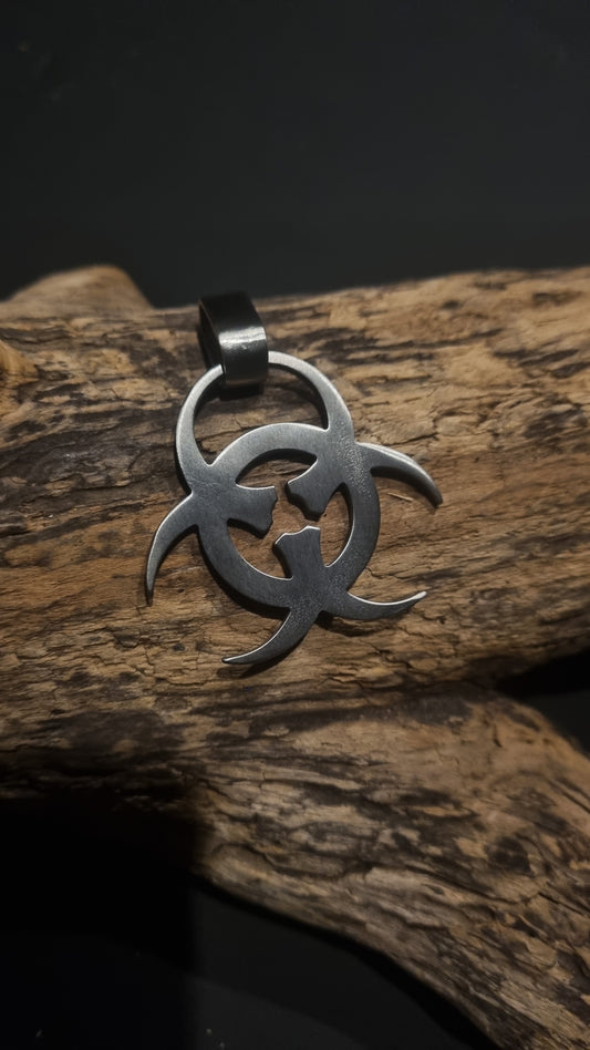 Bio Hazard Anhänger für 8 mm Rund Halsreif , Halsband