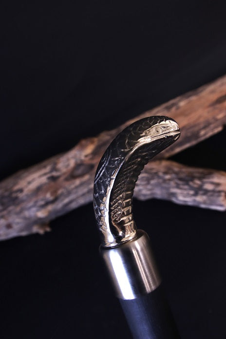 Griff für Wechselsystem mit schwarzem Designholz und Kobra Kopf