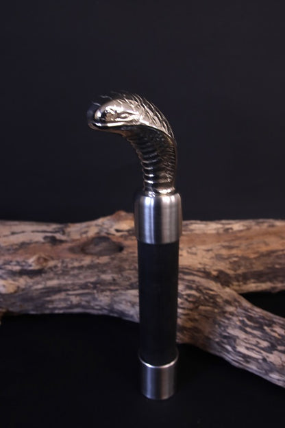 Griff für Wechselsystem mit schwarzem Designholz und Kobra Kopf