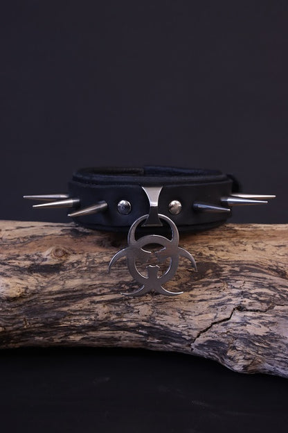 Lederhalsband Biohazard  3 cm breit
